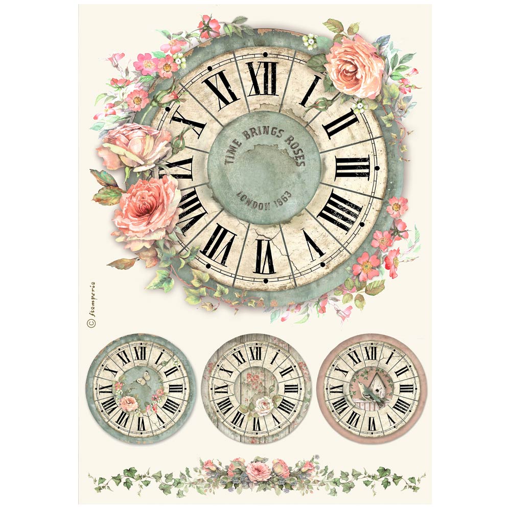 A4 Rice paper packed - House of Roses clock