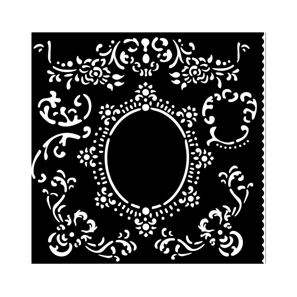 Thick stencil cm 18X18 - House of Roses border with frame