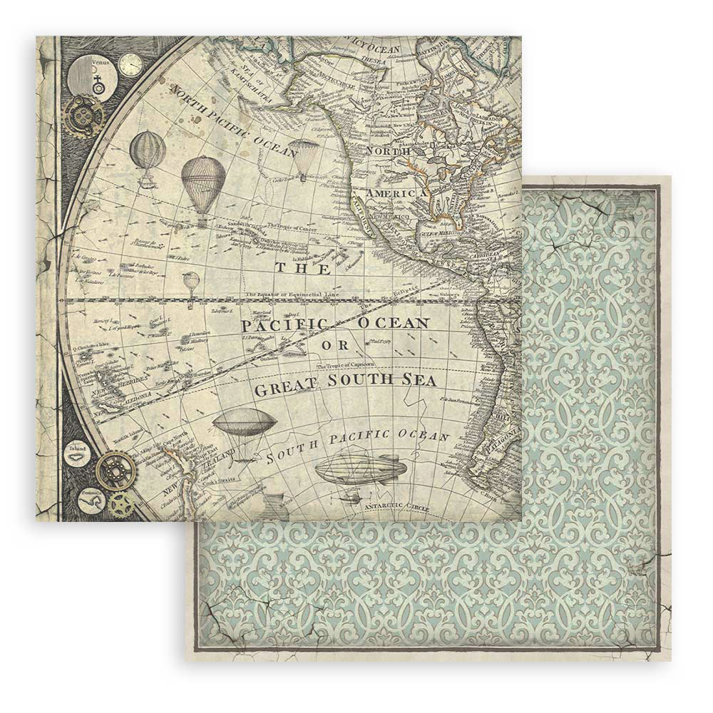 Scrapbooking Álbum Pequeño 10 hojas 20,3×20,3 cm Selección de Fondos – Voyages Fantastiques 25 - Imagen 32