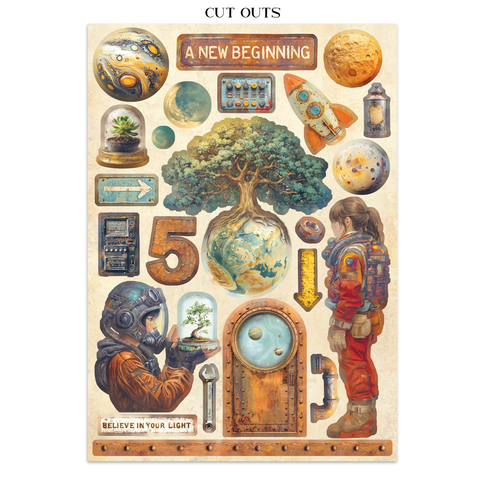 Junk Journal stickers, cut-outs, backgrounds - A New Beginning - Imagen 29