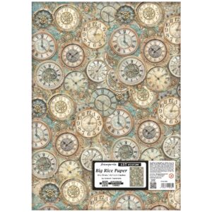 Papel de Arroz 50x70 cm Patrón de Relojes - Gardens of Time