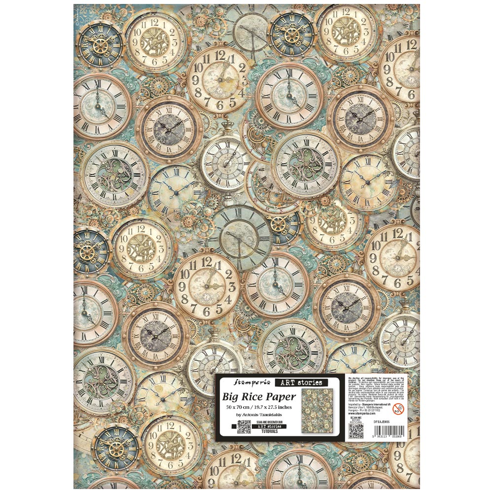 Papel de Arroz 50x70 cm Patrón de Relojes - Gardens of Time